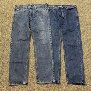 2 Levis 505 Jeans Men's 36x32 Blue Denim Straight Leg Medium Wash Work Wear Lot